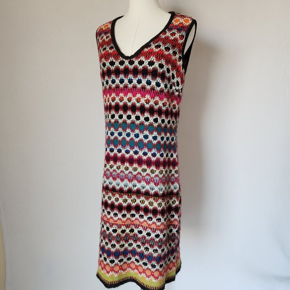 Vintage Kay Windsor Multicolor Woven Ribbon Knit Dress Sleeveless